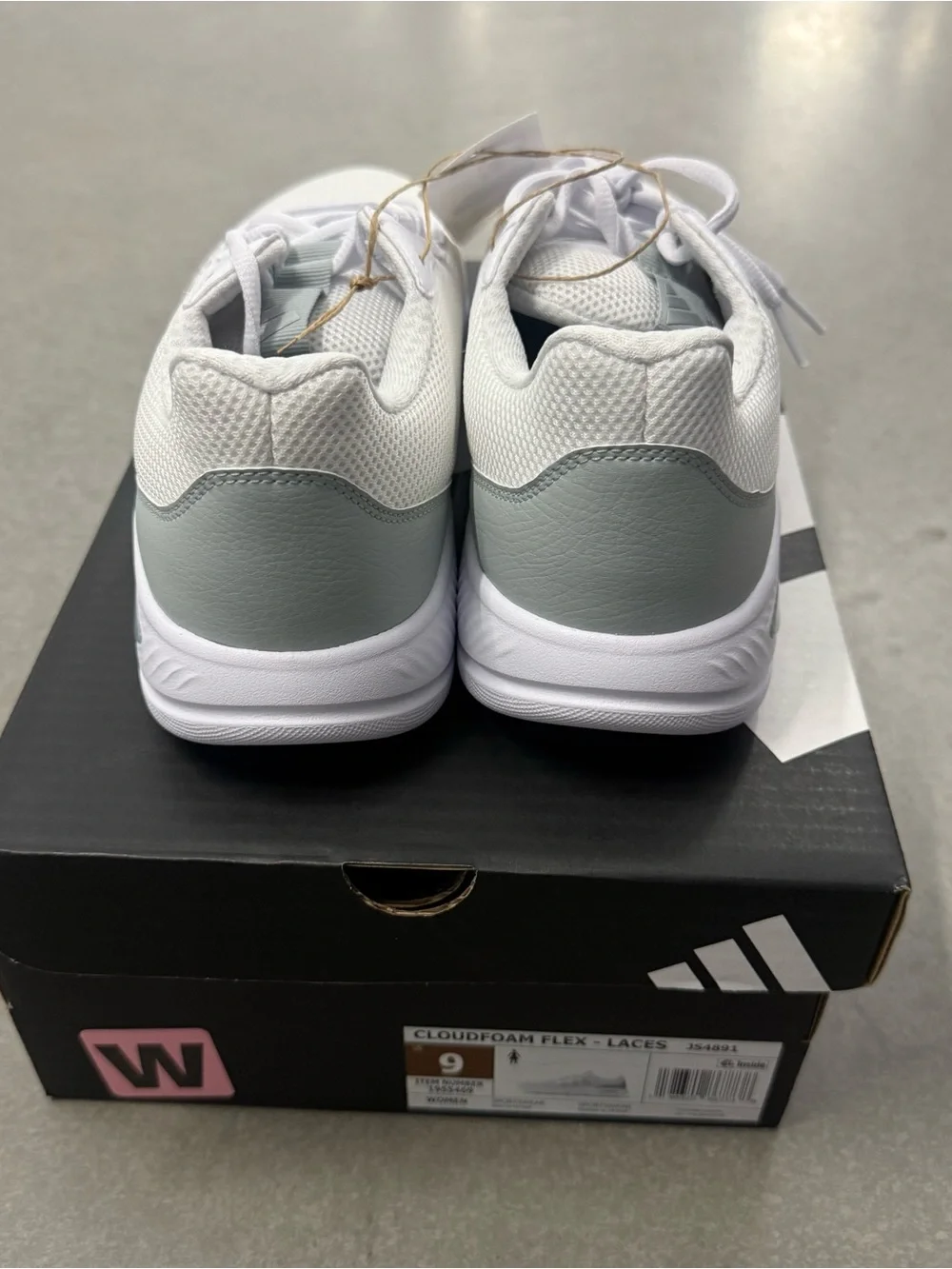 Adidas Cloudfoam Flex Lace Sneakers White Silver, Womens Size 9